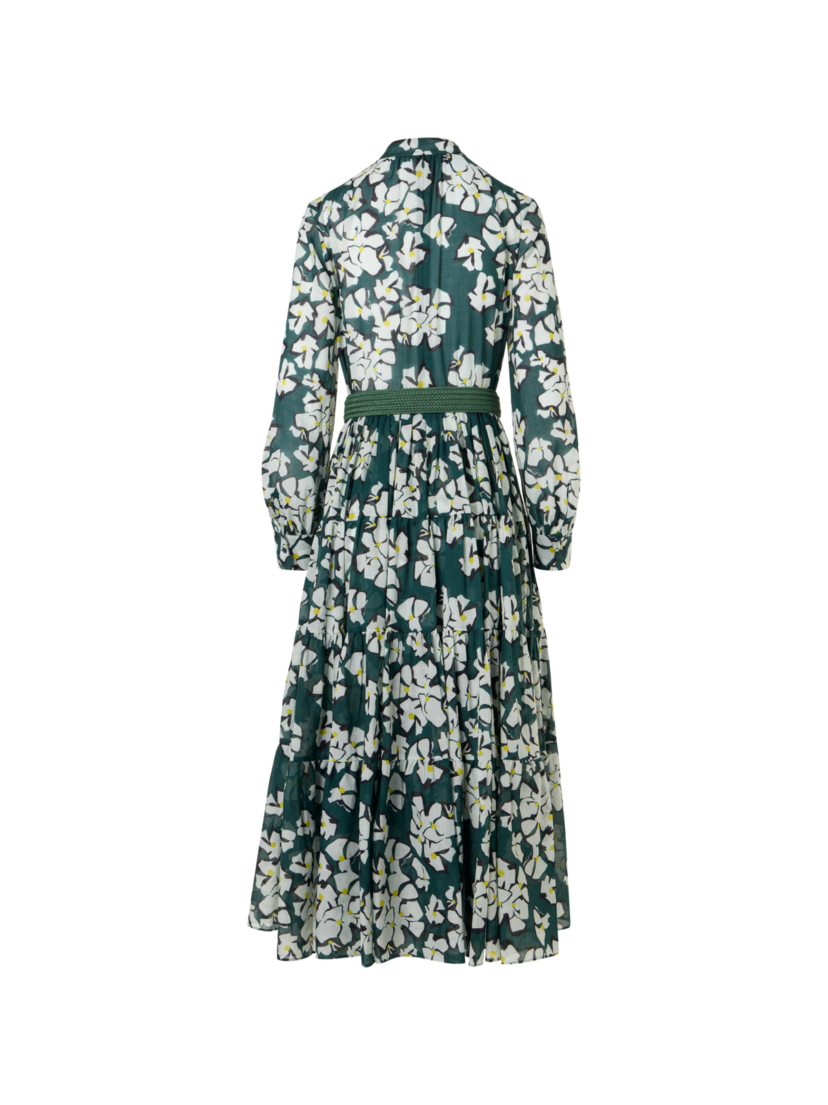 Designer Long-Sleeve Papercut Flower Boho Midi Dress - multicolor