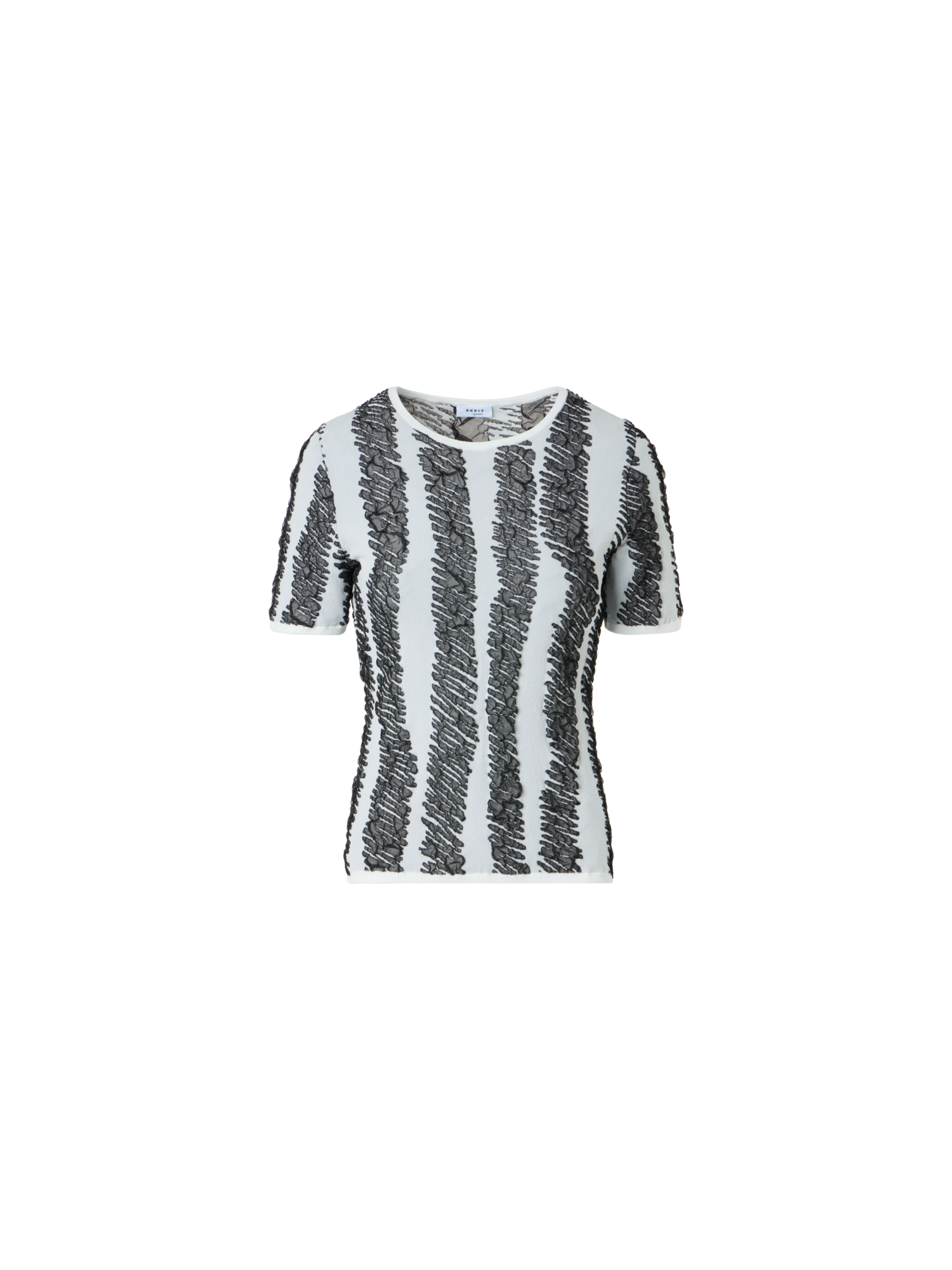 Designer Fitted 3D Scribble Jacquard Knit Top - black - multicolor