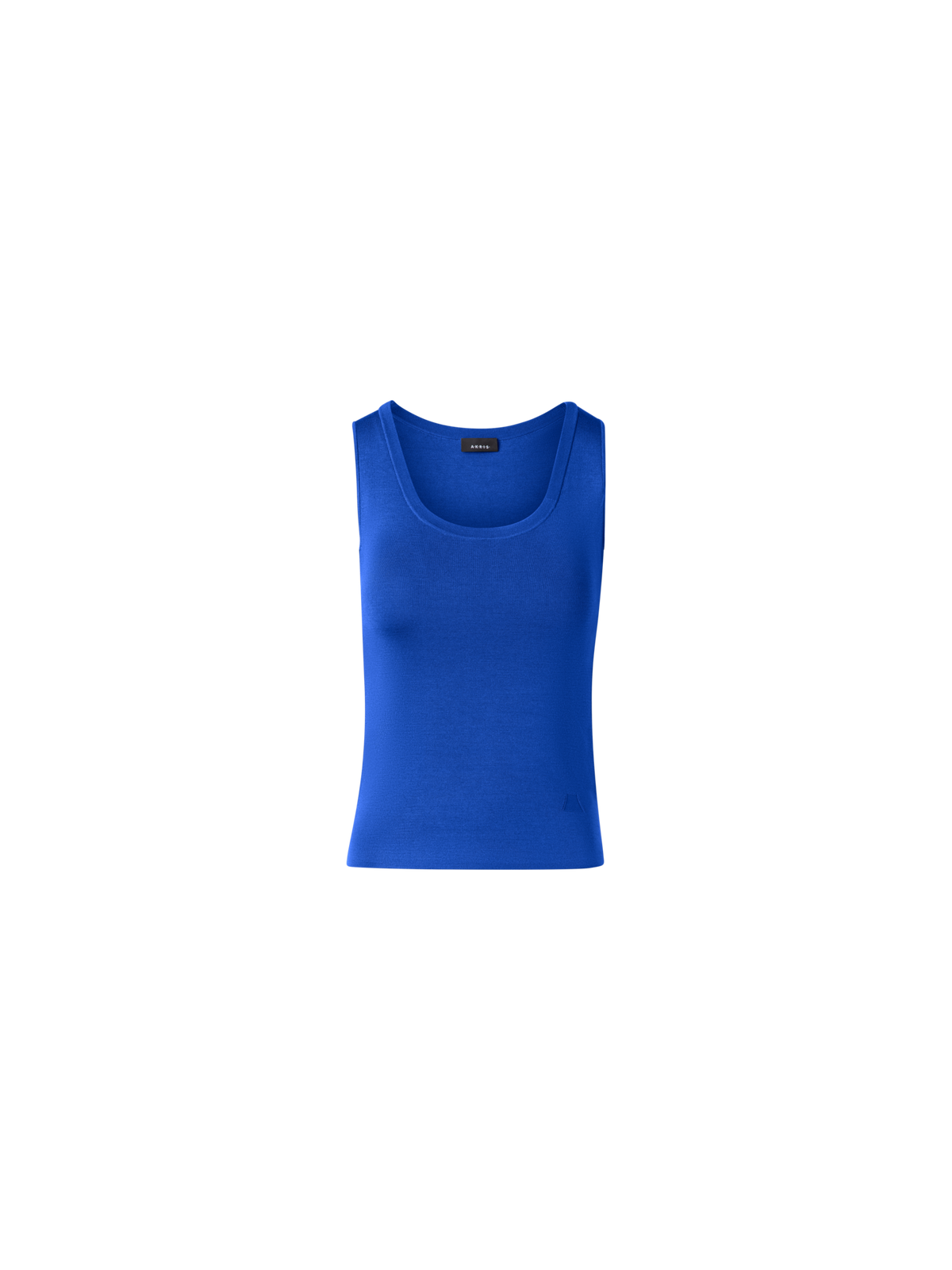 Designer Fitted Stretch Silk Knit Tank Top - blue