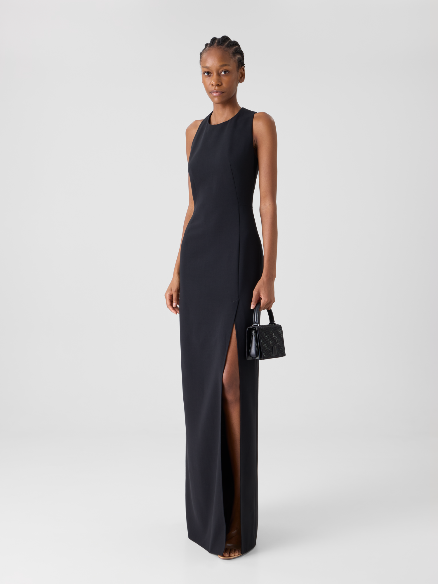 Designer Gown with Orbit Cutout Back - black 