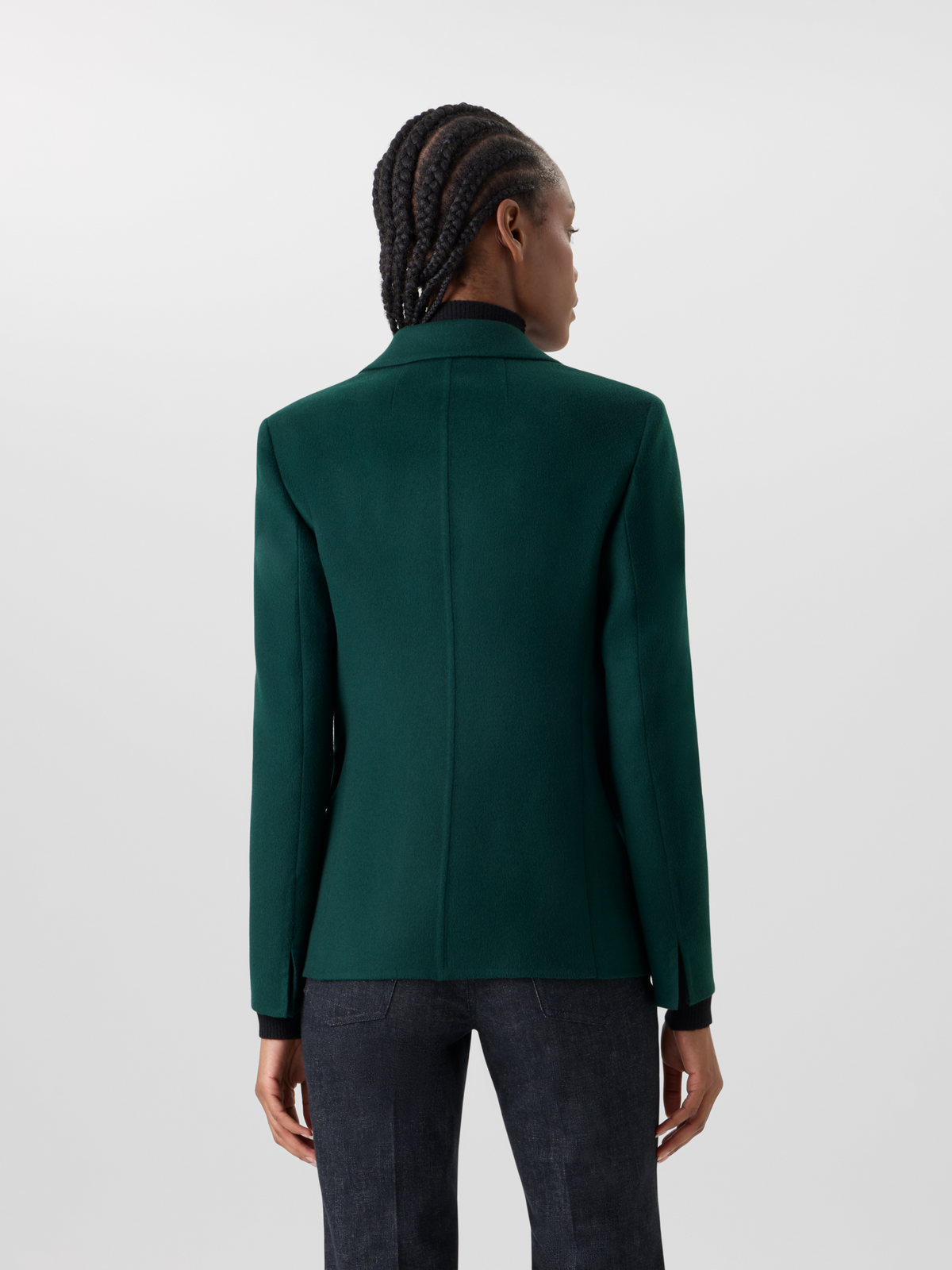 Designer Fitted Cashmere Double-Face Jacket - green #editorial