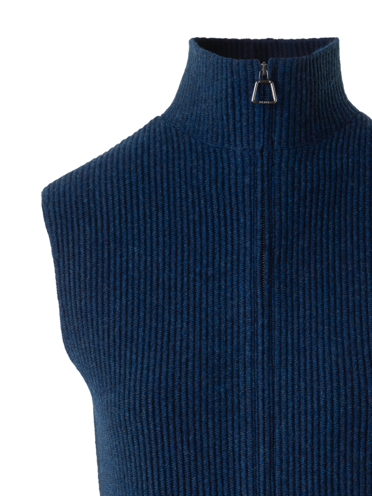 Designer Cashmere Knit Gilet with Front Rib Detail - neutral - navy - blue