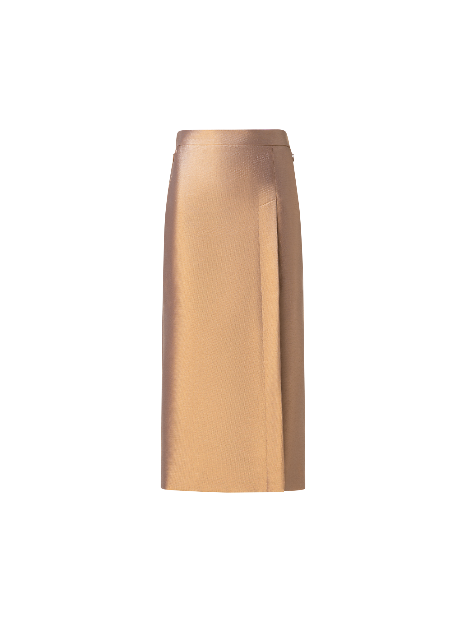 Designer Cotton and Lurex Pencil Skirt with Slit - gold