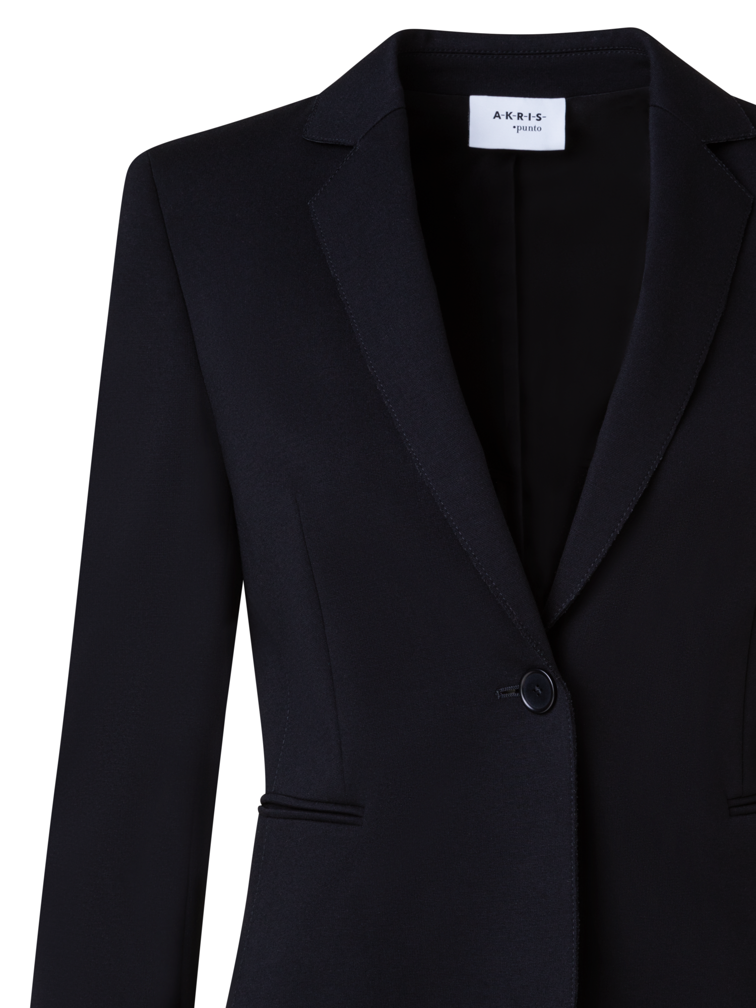 Designer Jersey Blazer with Faux Leather Collar - black