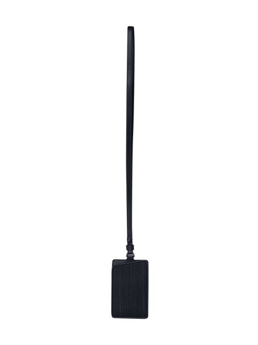 Designer Luggage Tag in Horsehair and Leather - black