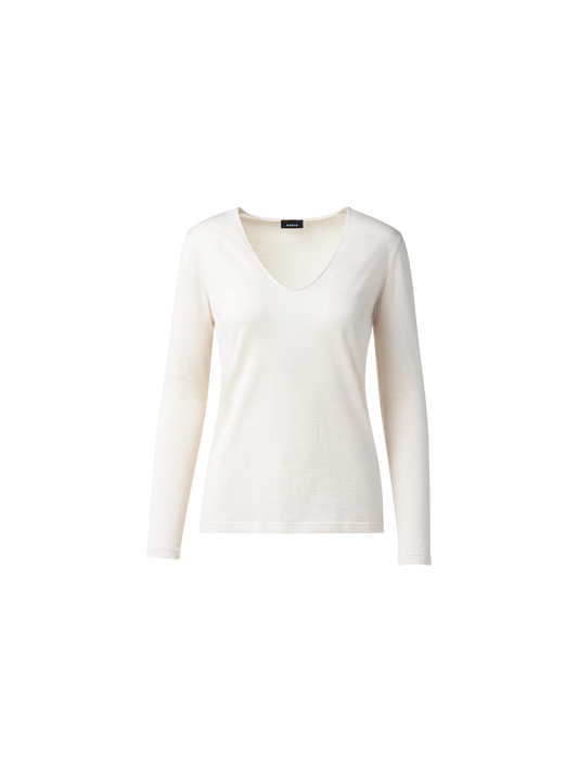 Designer Cashmere Silk Shirt - ecru - white