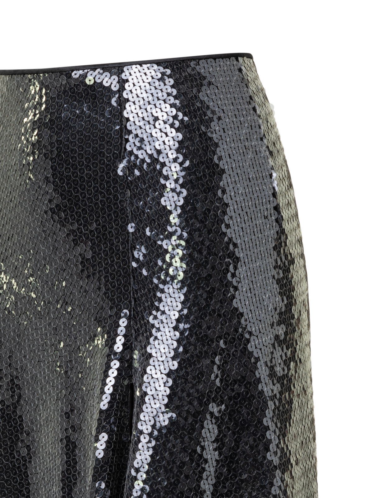 Designer Liquid Sequins Midi Skirt - black