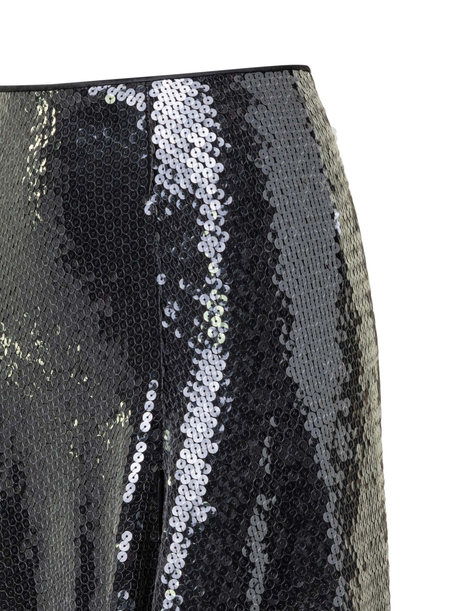 Designer Liquid Sequins Midi Skirt - black