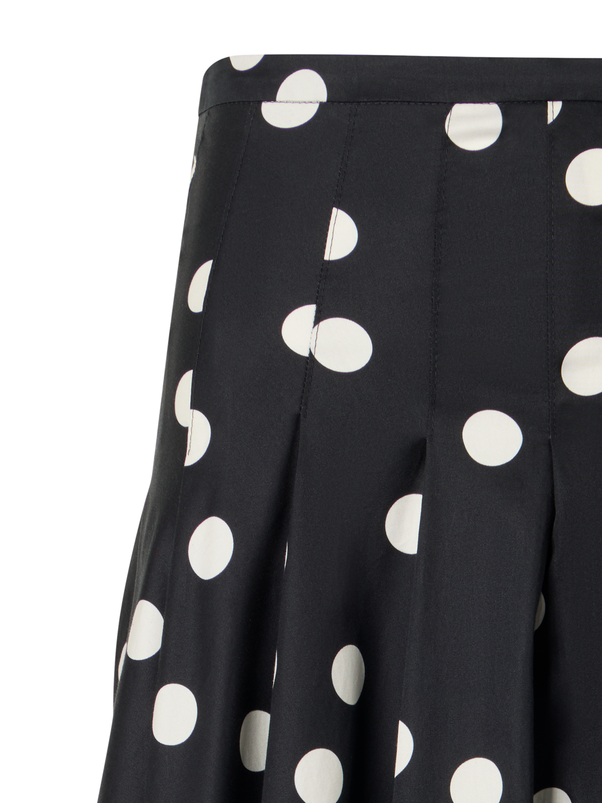 Designer Flared Cotton-Satin Midi Skirt - black