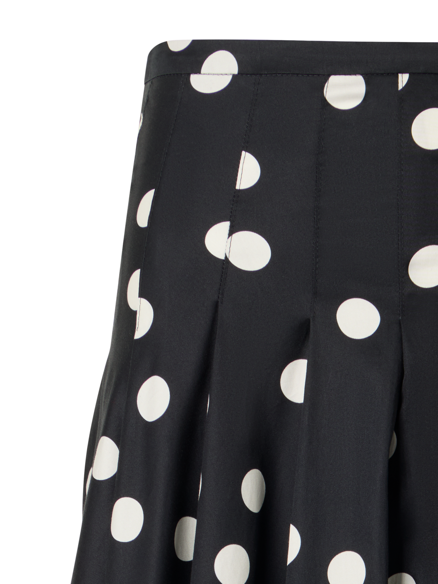 Designer Flared Cotton-Satin Midi Skirt - black
