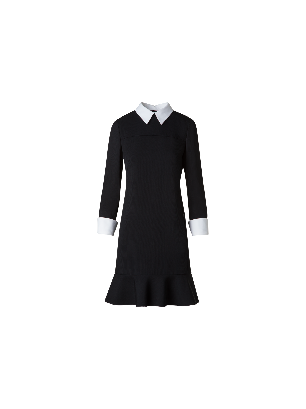 Designer Sheath Dress with Detachable Collar and Cuffs - black - multicolor