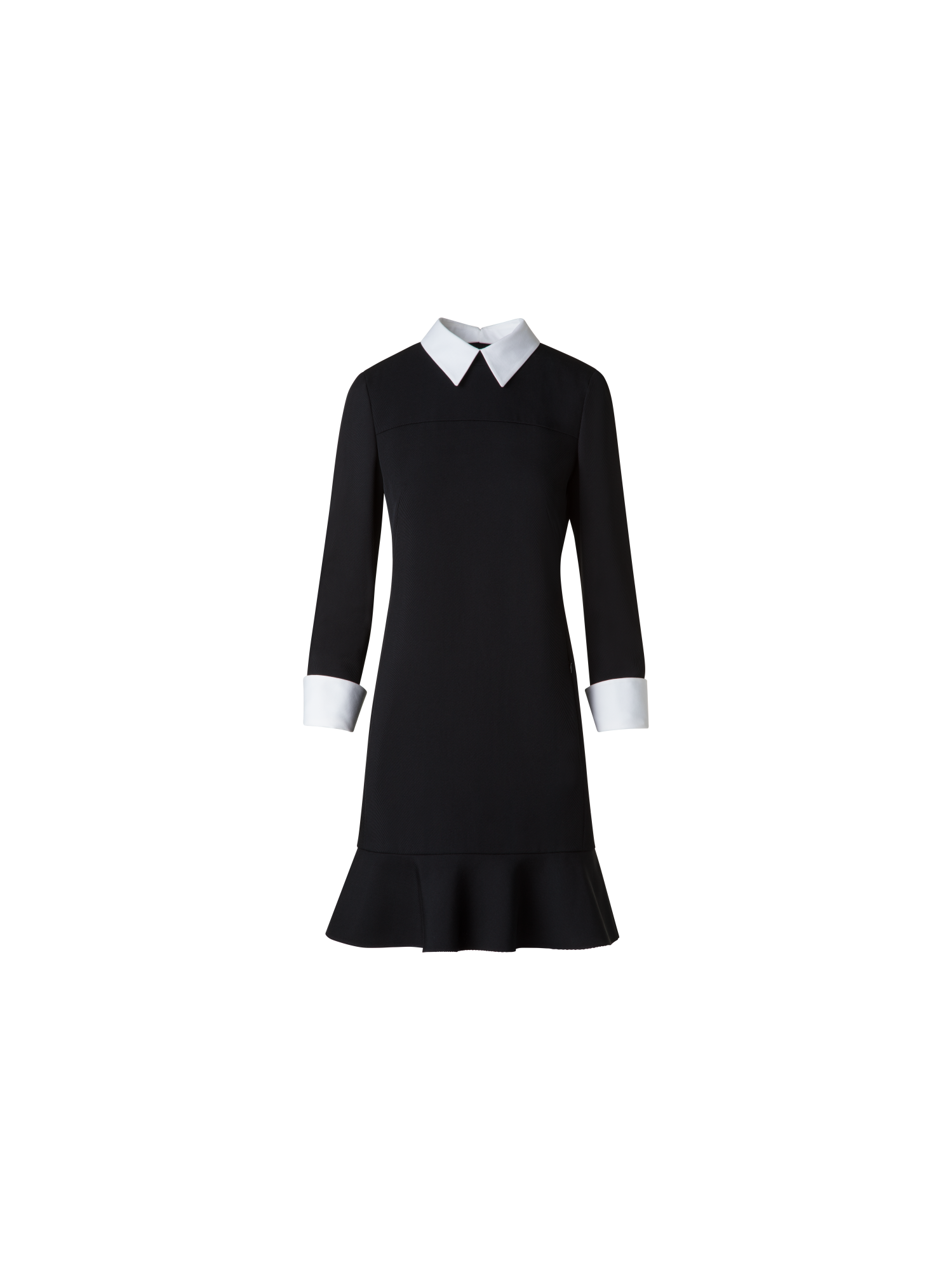 Designer Sheath Dress with Detachable Collar and Cuffs - black - multicolor