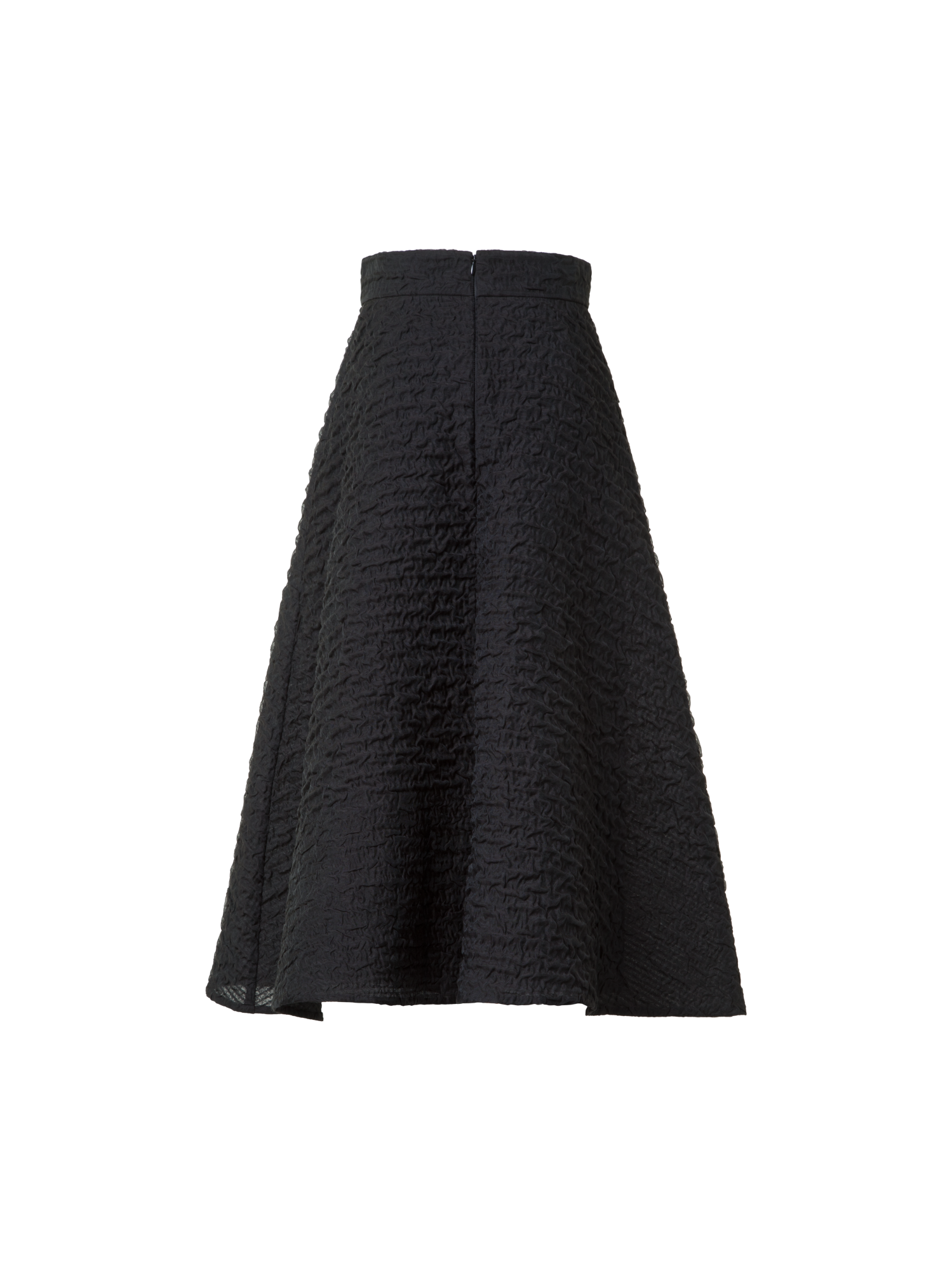 Designer Flared Midi Skirt with 3D Bubble Organza - black - neutral