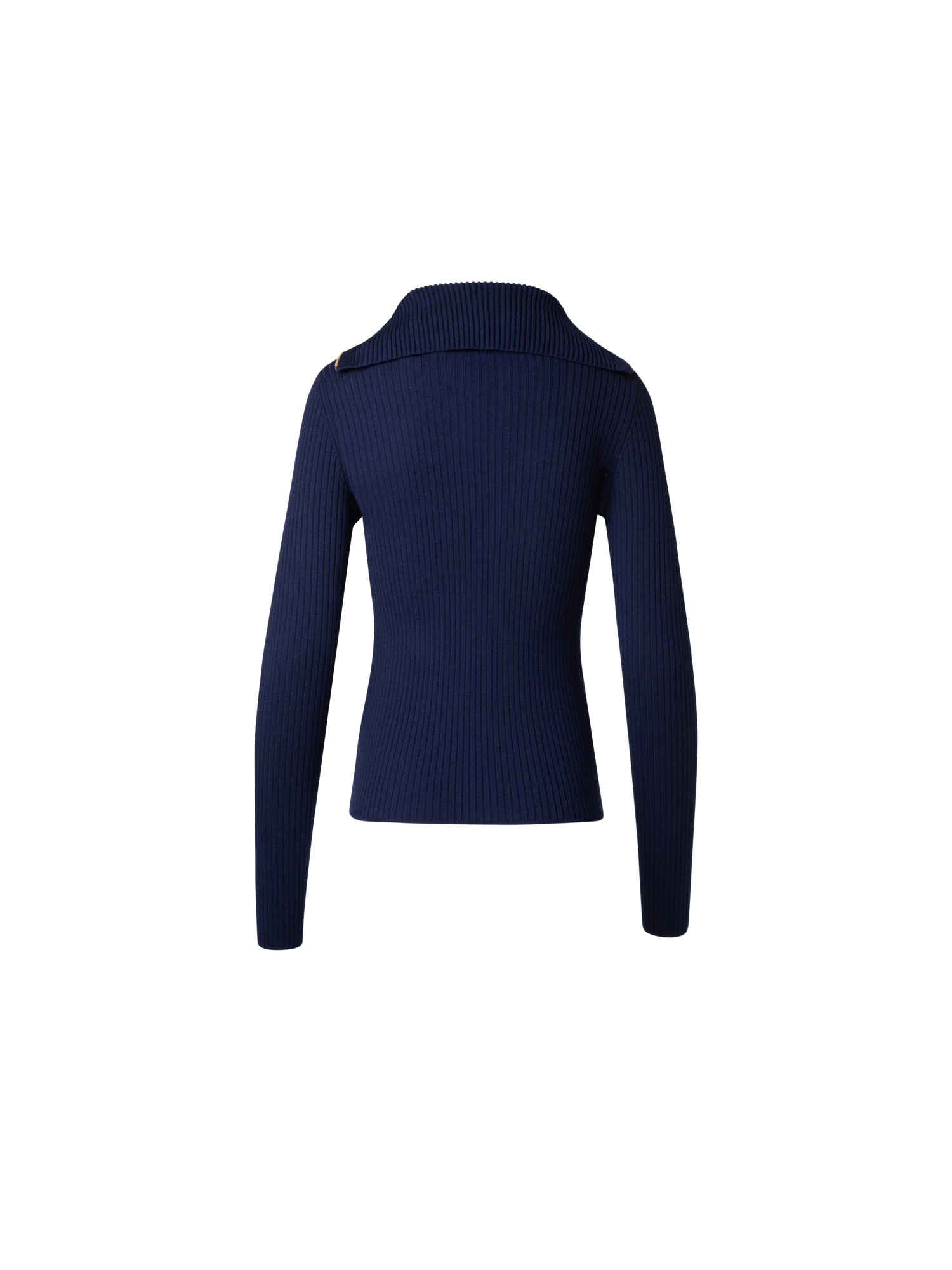 Designer Ribbed Merino Sweater with XL-Collar - navy - blue