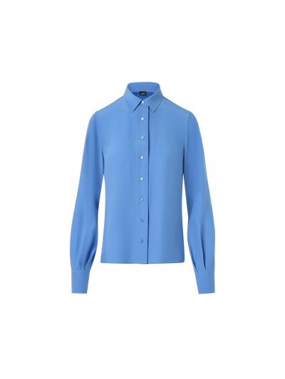 Designer Silk Crêpe Tunic Blouse - blue