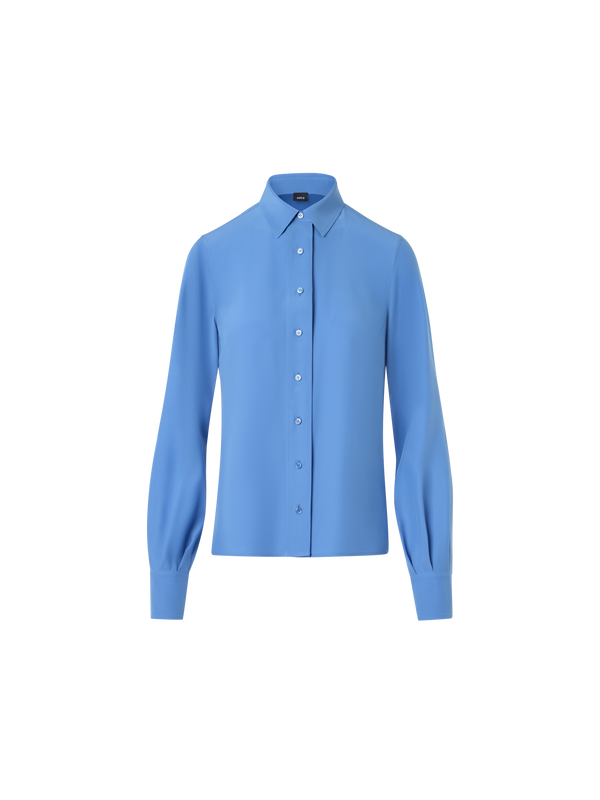 Designer Silk Crêpe Tunic Blouse - blue