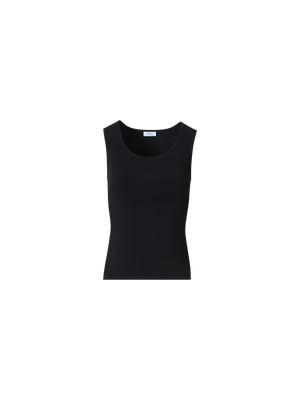 Designer Fitted Viscose Blend Knit Tank Top - black