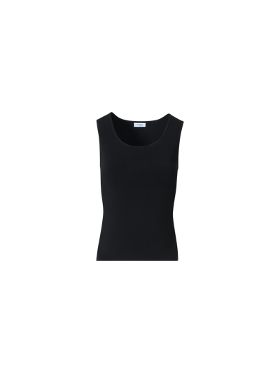 Designer Fitted Viscose Blend Knit Tank Top - black