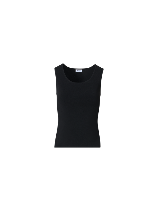 Designer Fitted Viscose Blend Knit Tank Top - black