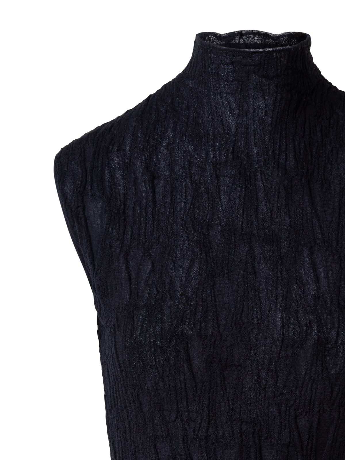 Designer Cotton Blend Knit Top with Asagao 3D Jacquard - black