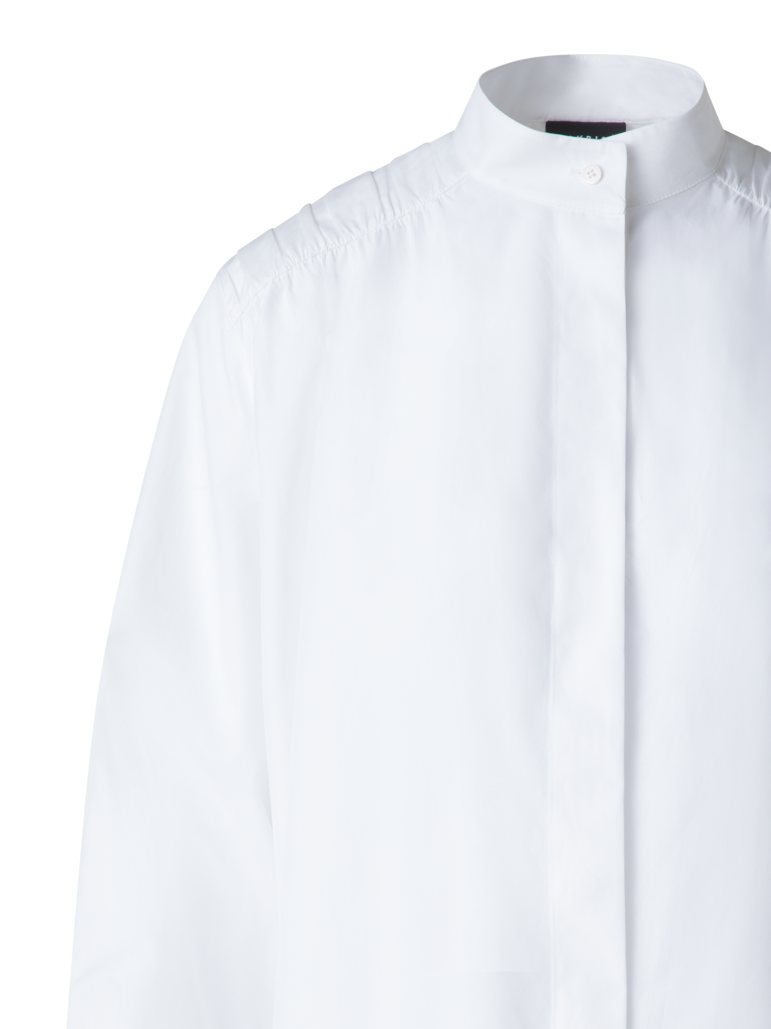 Designer Cotton Blouse with Gathered Shoulder Detail - neutral - white