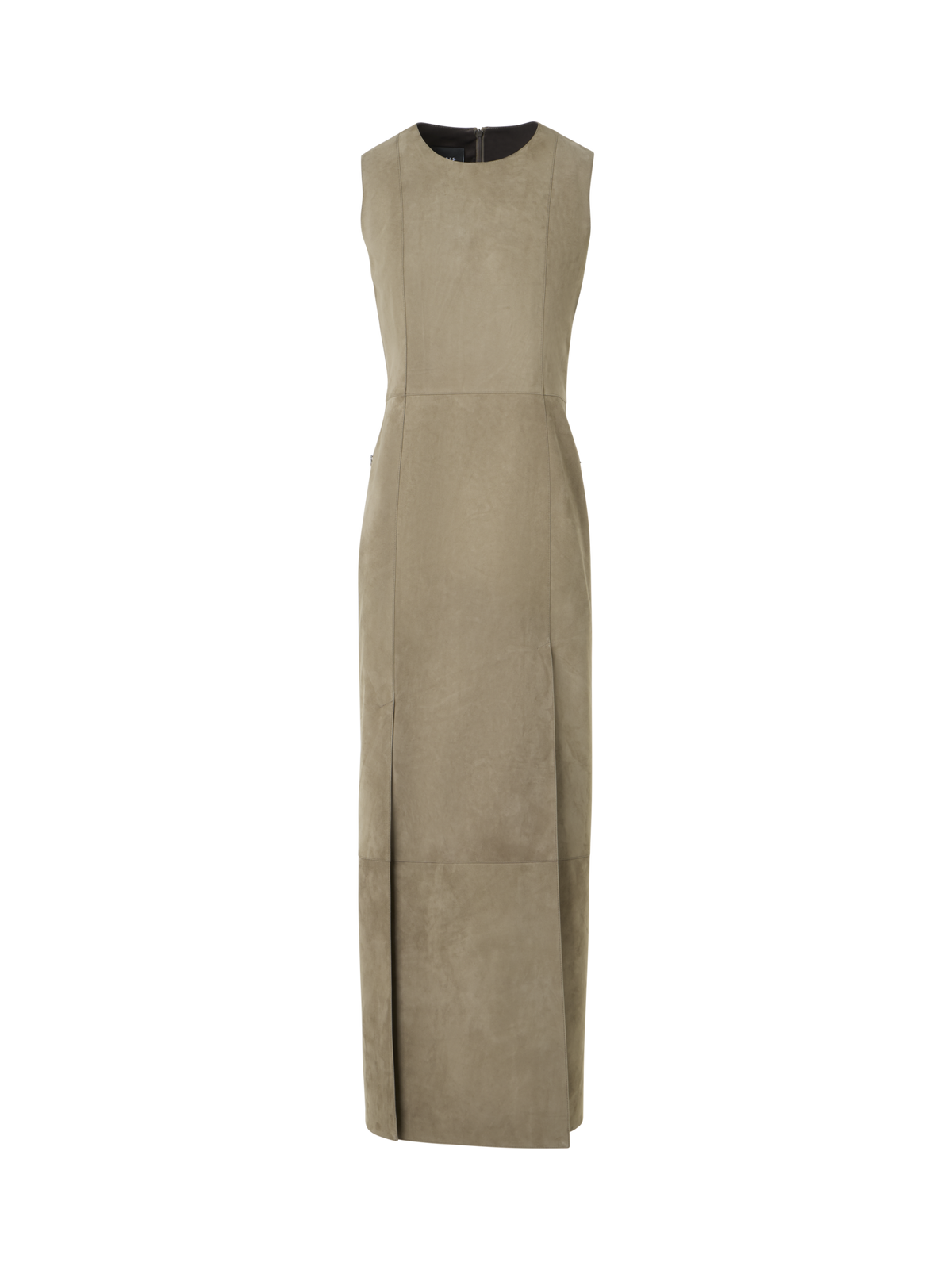 Designer Column Midi Dress in Suede - neutral - beige