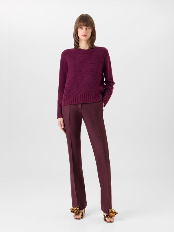 Designer Bootcut Pants in Wool Stretch Flannel - red #editorial