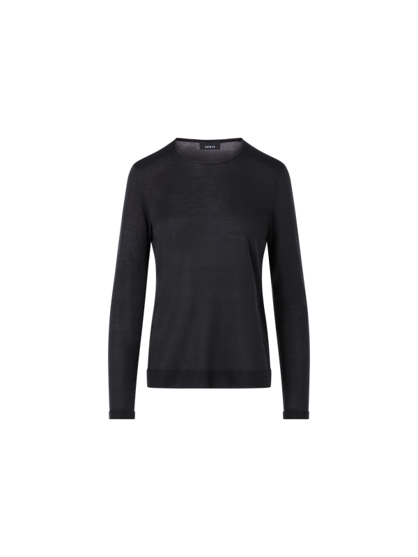 Designer Seamless Crew Neck Sweater in Cashmere Silk - grey