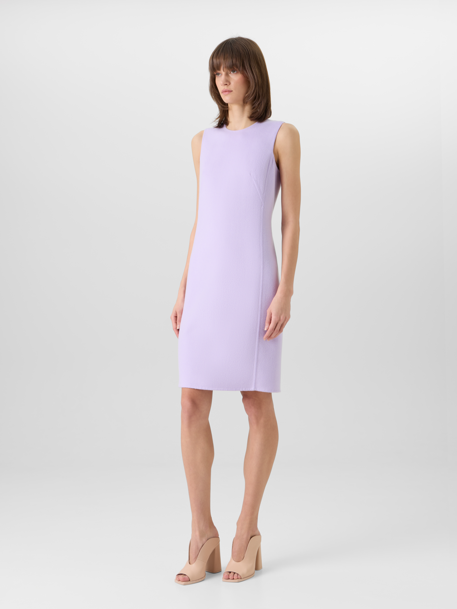 Designer Sleeveless Cashmere-Silk Double-Face Sheath Dress - pastel 