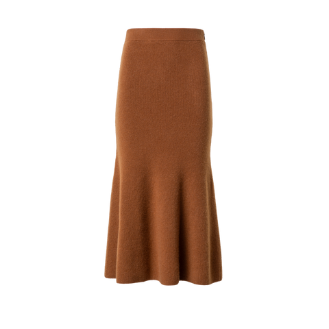 Midi Knit Skirt in Ribbed Cashmere