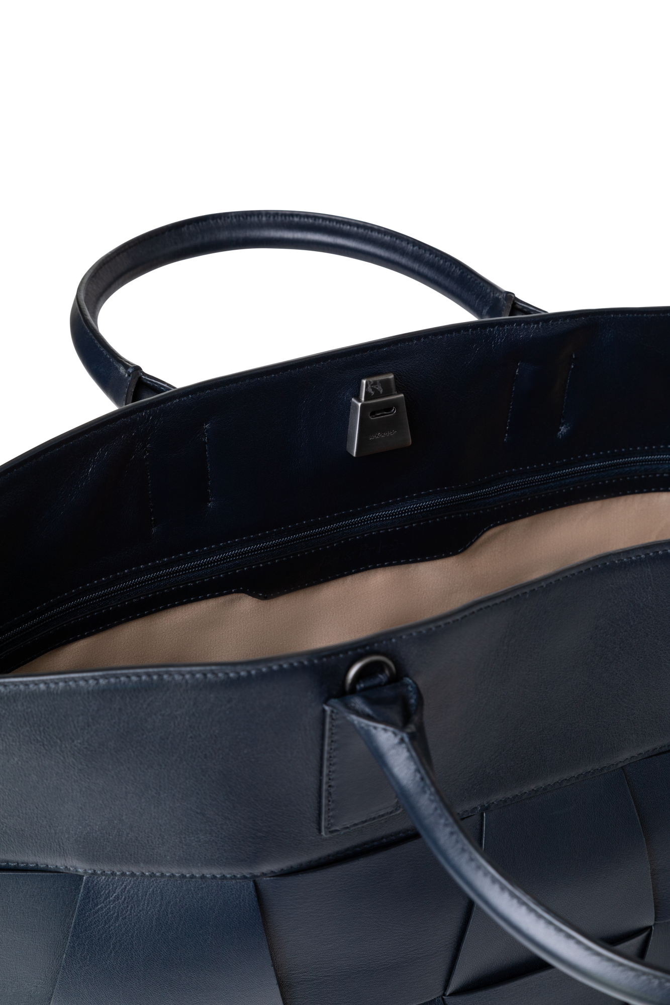 Designer Ai Medium Top Handle Tote - navy - blue