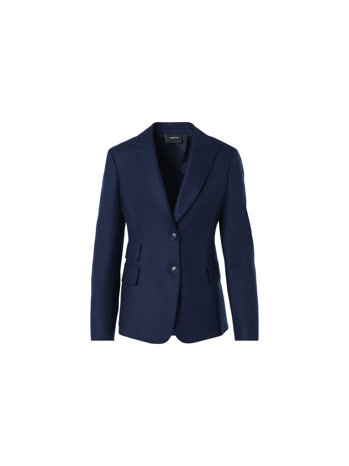 Designer Cashmere Herringbone Two-Button Blazer - navy - blue