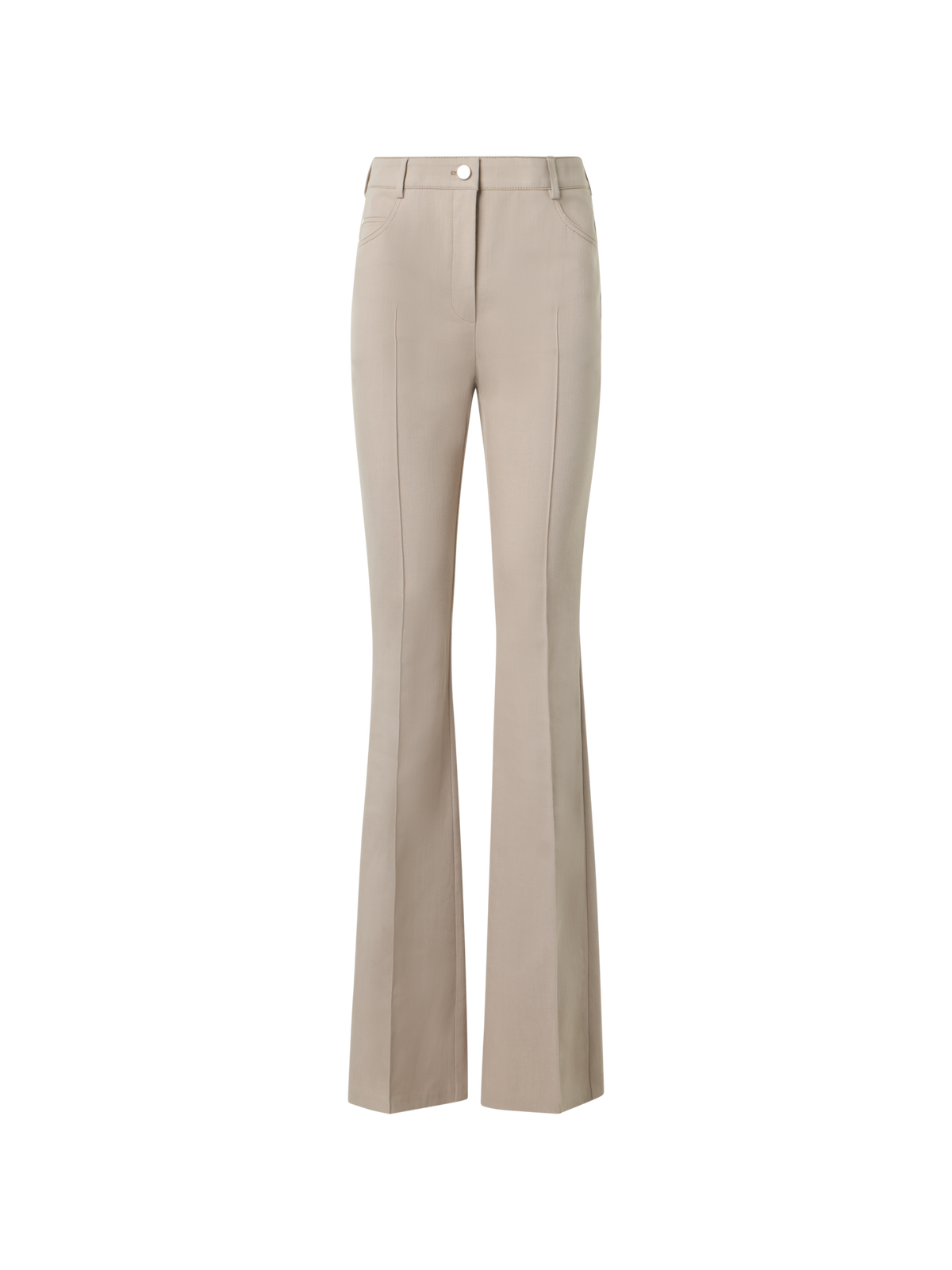 Designer Bootcut Cotton Denim Stretch Pants - beige