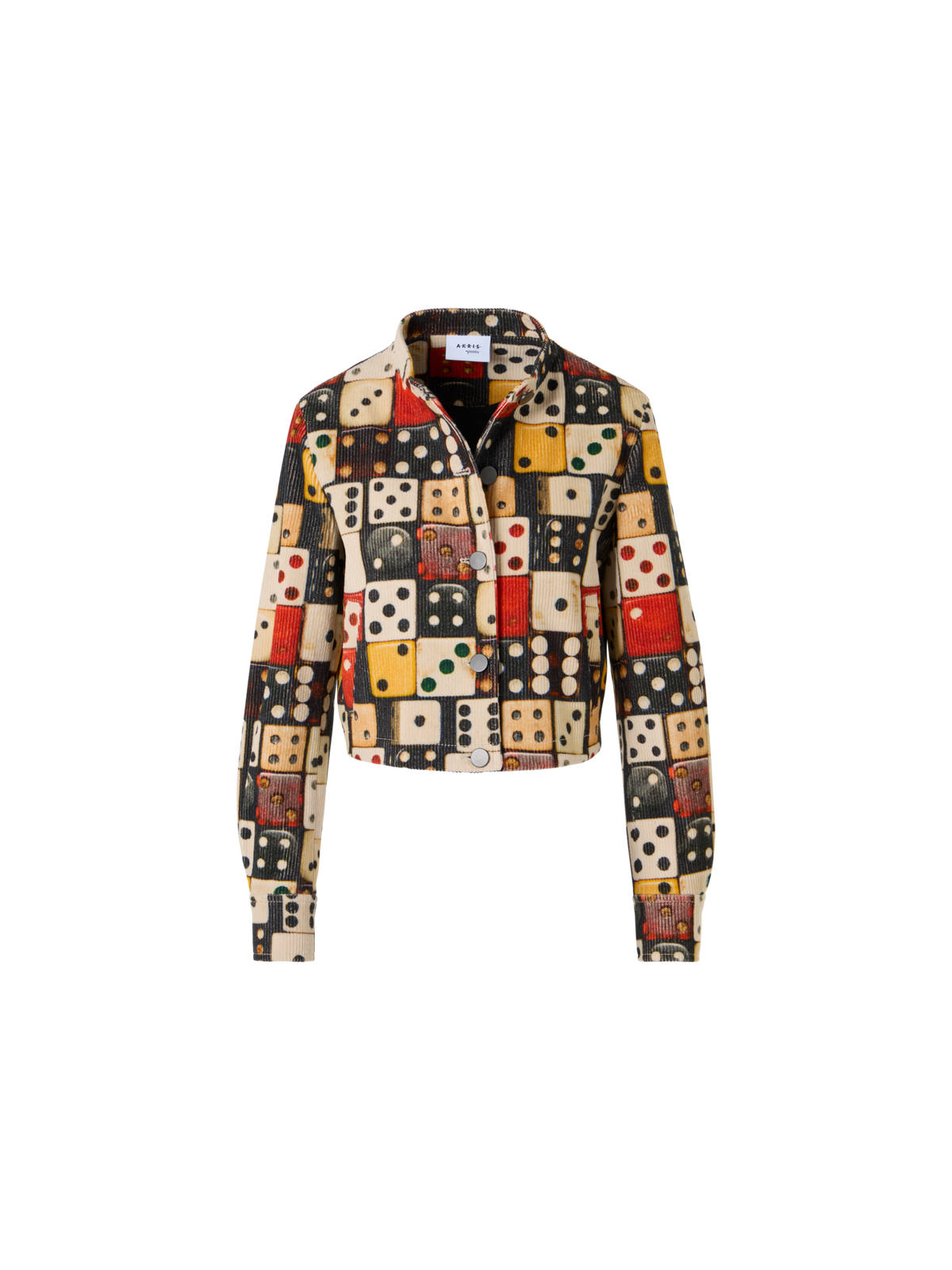 Designer Corduroy Jacket with Large Dice Print - multicolor