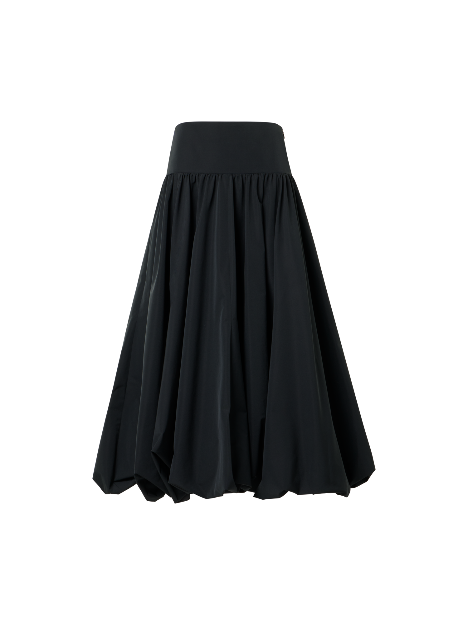 Designer Flounced Midi Taffeta Skirt - black
