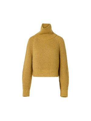 Designer Chunky Cashmere Silk Lamé Turtleneck - gold