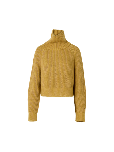 Designer Chunky Cashmere Silk Lamé Turtleneck - gold