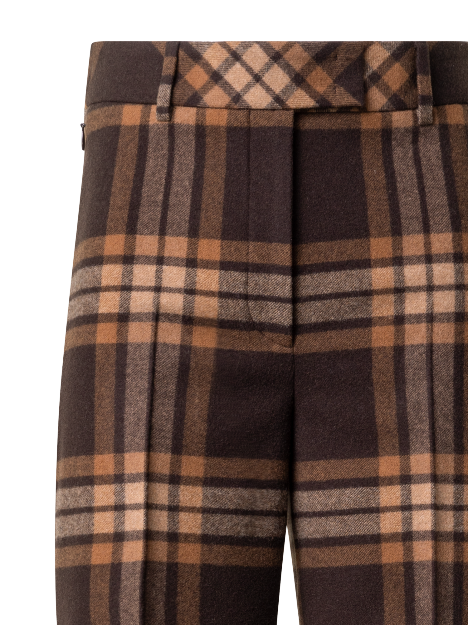 Designer Wide Wool Flannel Check Pants - brown - multicolor