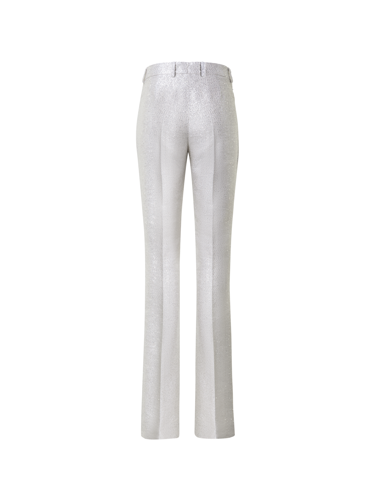 Designer Slight Bootcut Sequins Linen Blend Pants - silver - grey