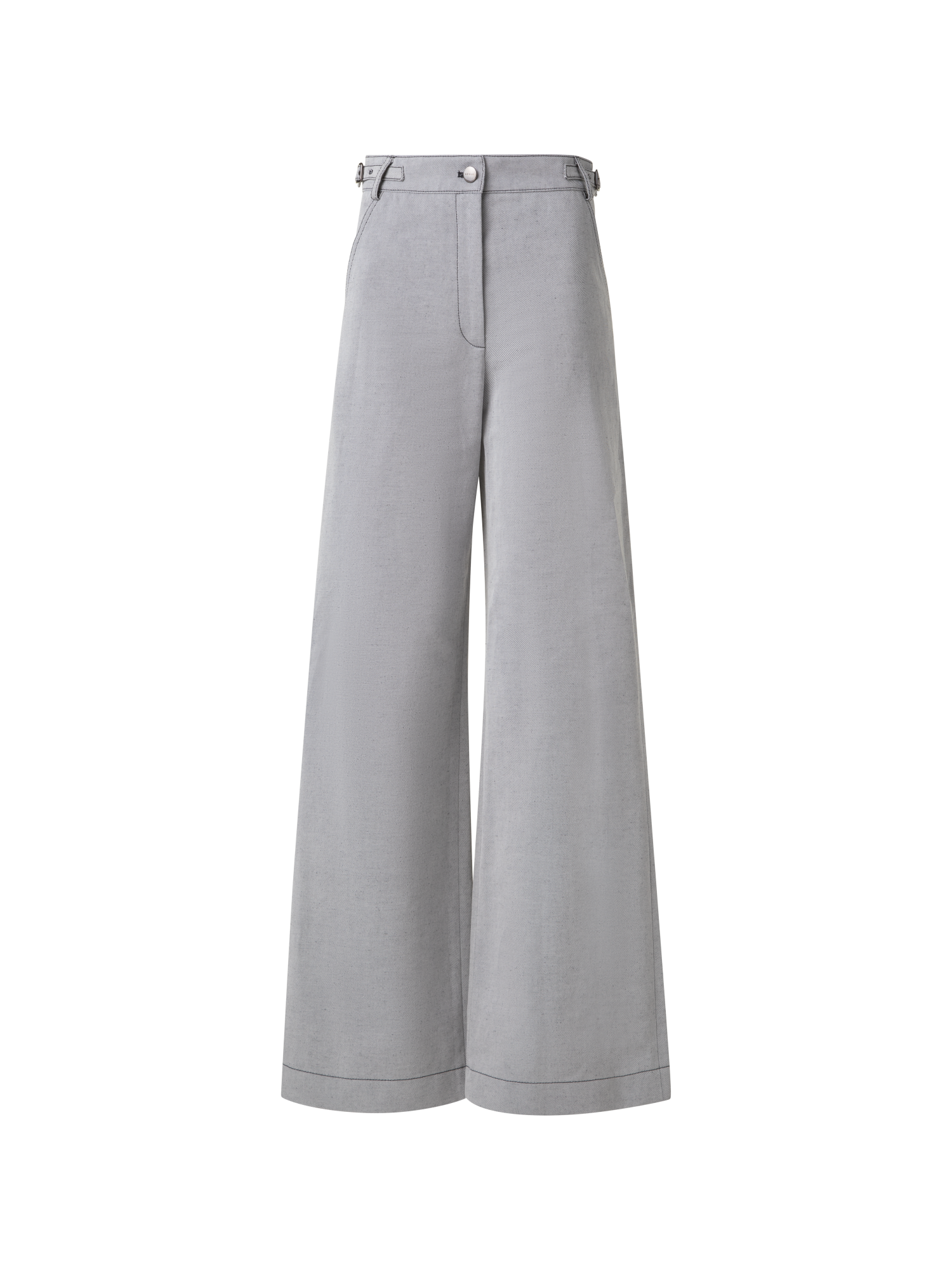 Designer Wide Cotton Denim Stretch Pants - black - pastel - grey