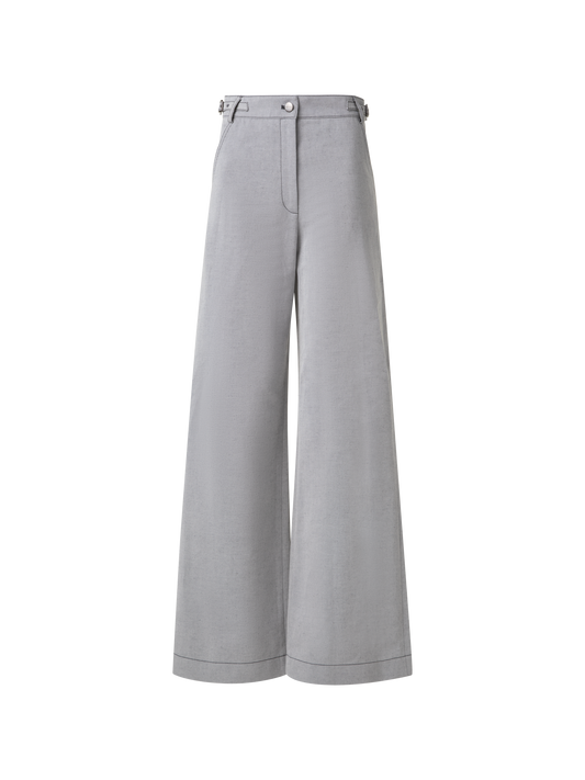 Designer Wide Cotton Denim Stretch Pants - black - pastel - grey