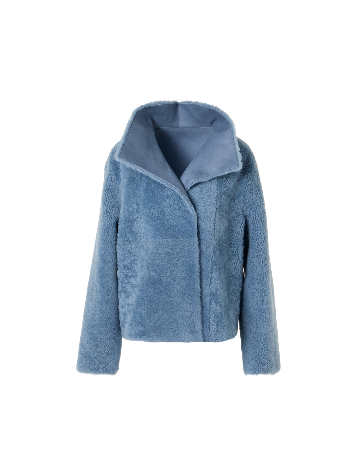 Designer Reversible Shearling Jacket - blue