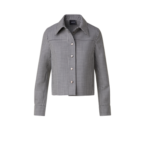Short Vichy Shirt Jacket in Wool Double-Face