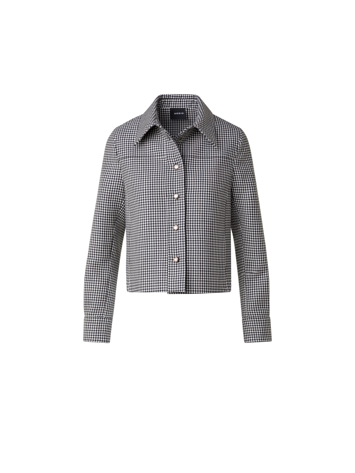 Designer Short Vichy Shirt Jacket in Wool Double-Face - black - multicolor