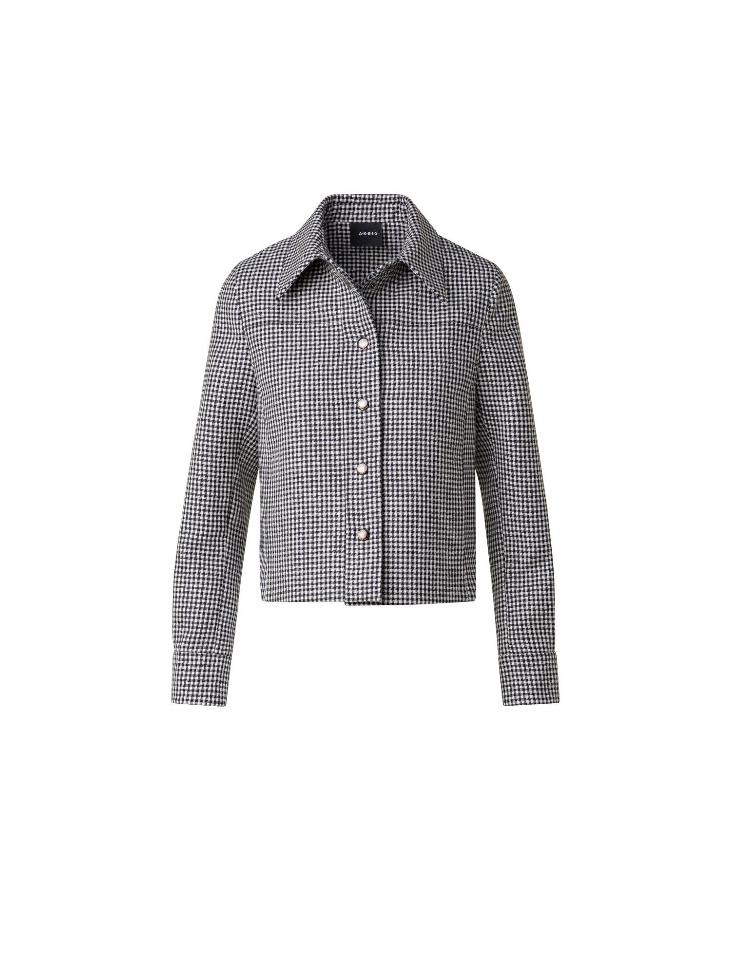 Designer Short Vichy Shirt Jacket in Wool Double-Face - black - multicolor