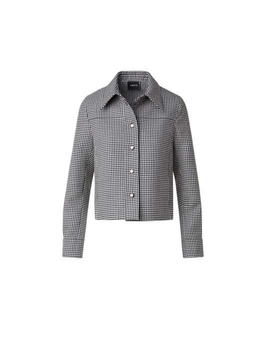 Designer Short Vichy Shirt Jacket in Wool Double-Face - black - multicolor