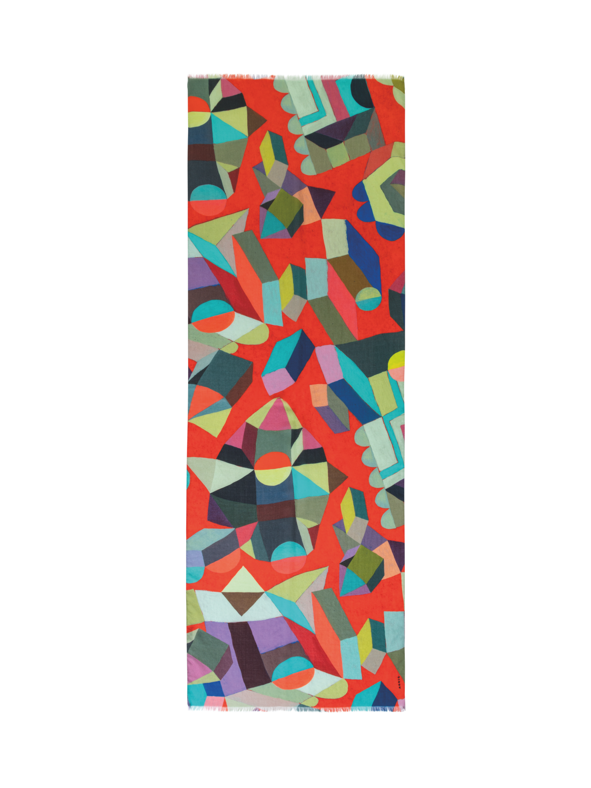 Designer Cashmere Silk Scarf with Indian Summer Print - multicolor