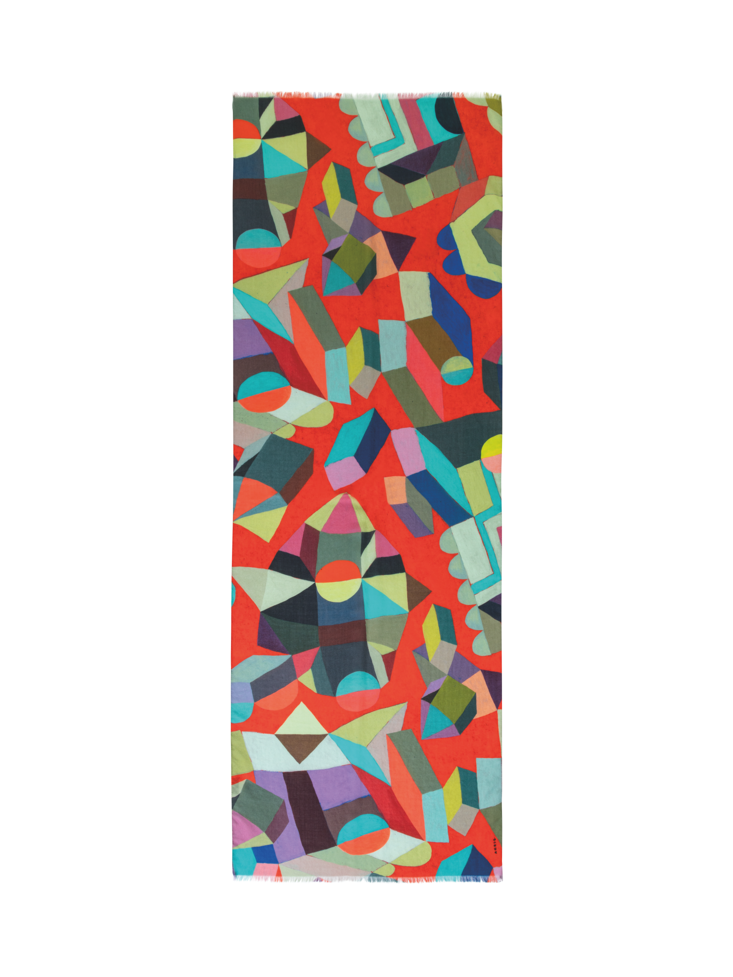 Designer Cashmere Silk Scarf with Indian Summer Print - multicolor