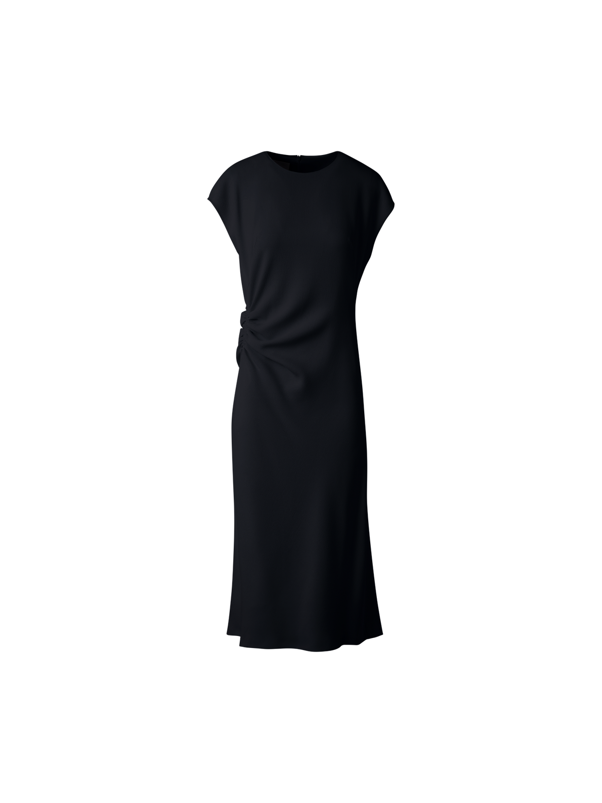 Designer Fitted Midi Dress with Detachable Bow - black