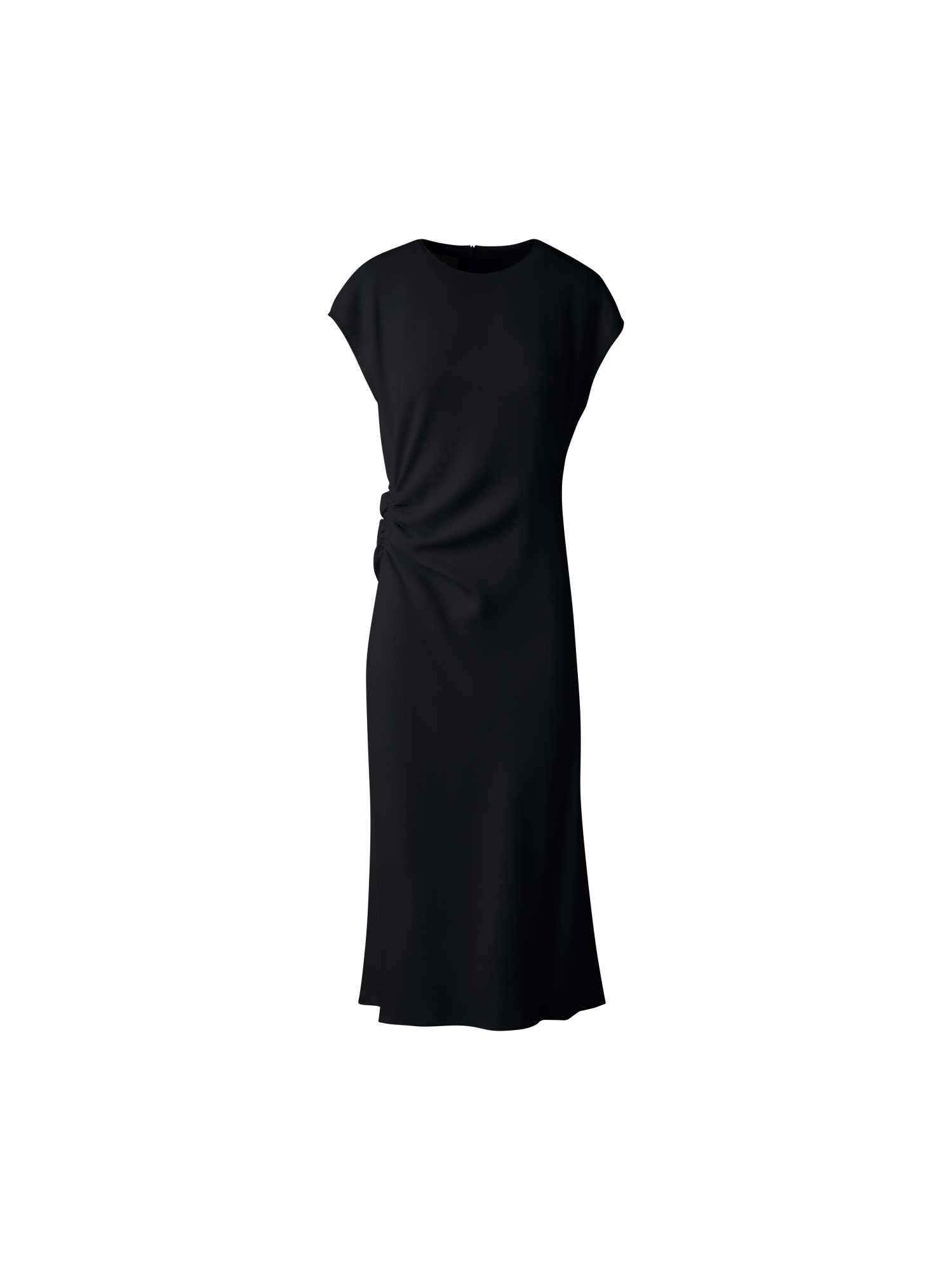 Designer Fitted Midi Dress with Detachable Bow - black
